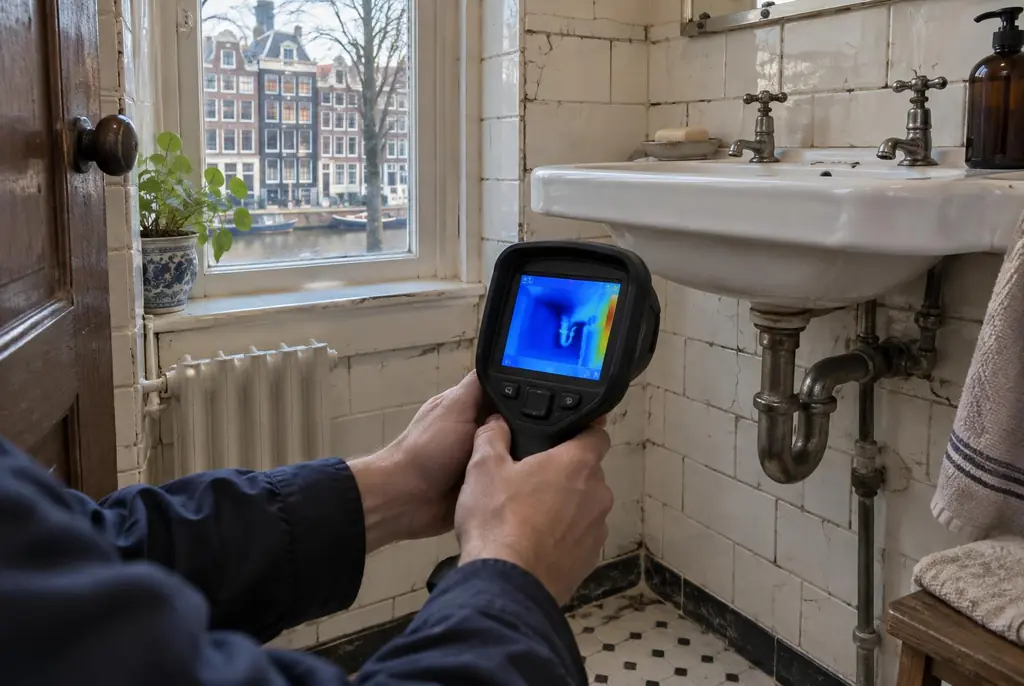 Lekdetectie Zutphen – badkamer met oude leidingen achter de tegels
