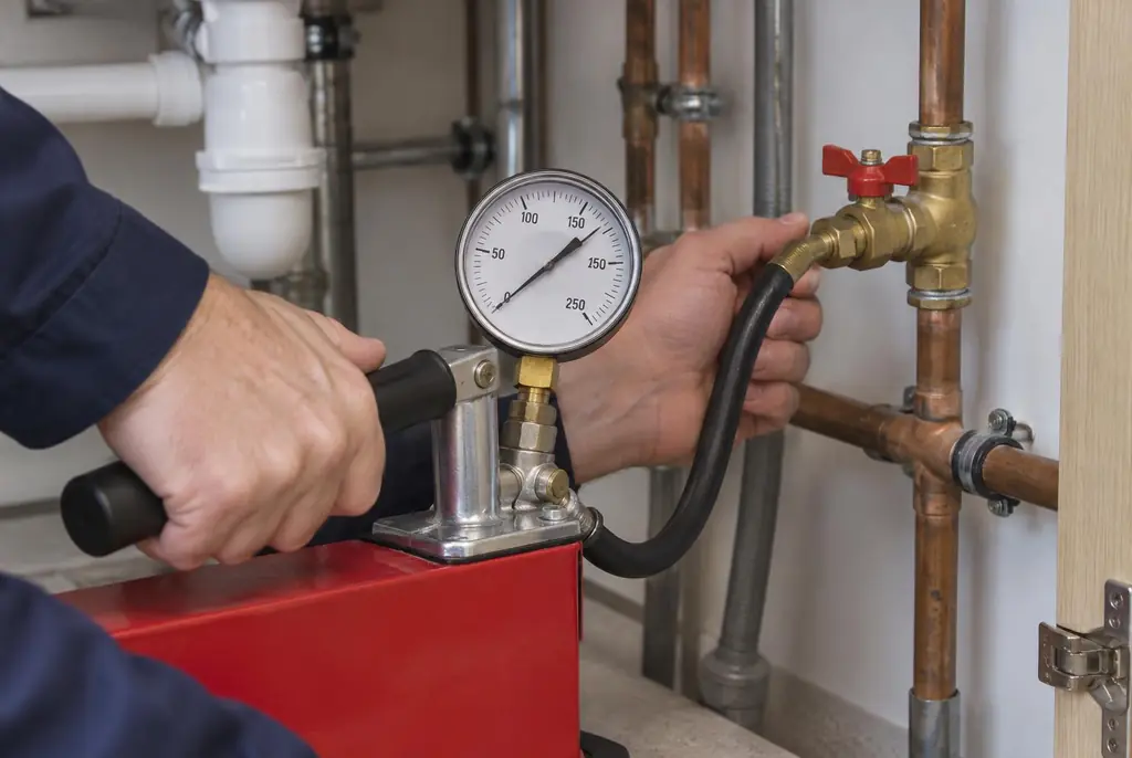Lekdetectie Zutphen – druktest op een waterleiding met een manometer