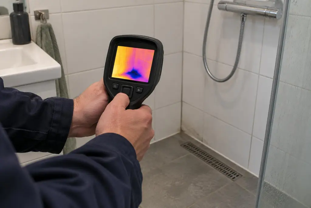 Lekdetectie Zutphen – lekdetectiespecialist met warmtebeeldcamera in een badkamer