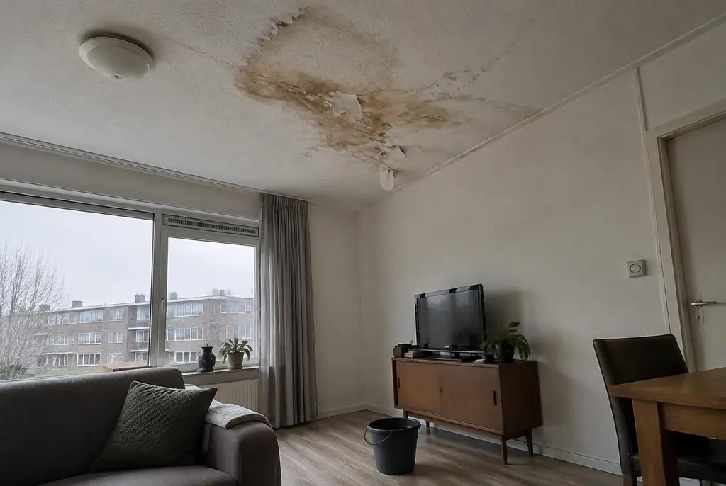Lekdetectie Zutphen – vochtplek op het plafond onder een badkamer
